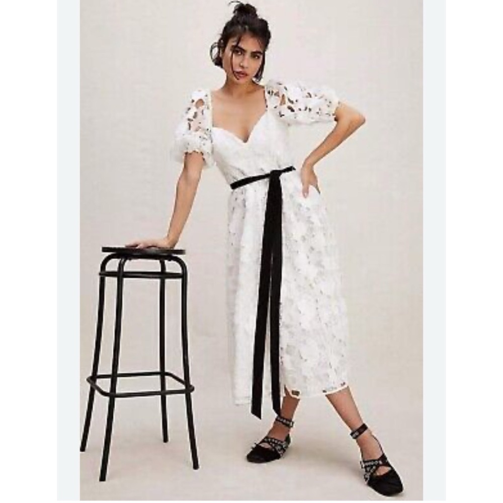 For Love & Lemons Mariene Lace Midi Dress White S $300